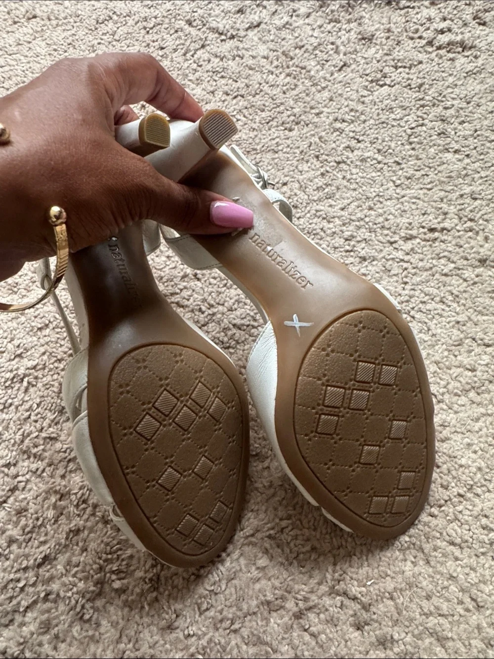 Naturalizer Ivory Leather Slingback Heels